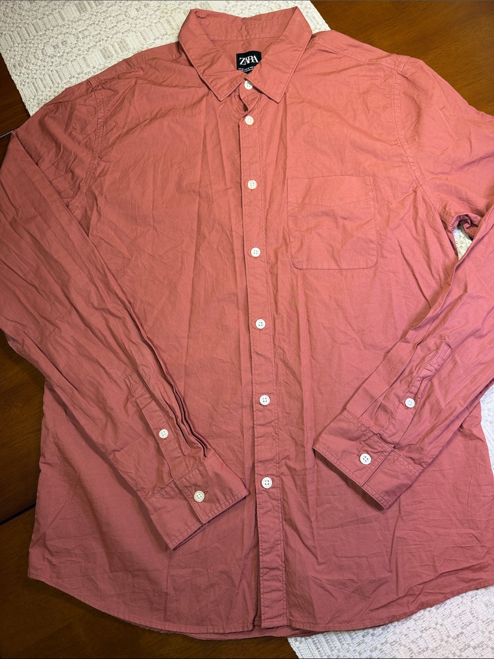 Zara Men's Button-Down Shirt in Dusty Coral